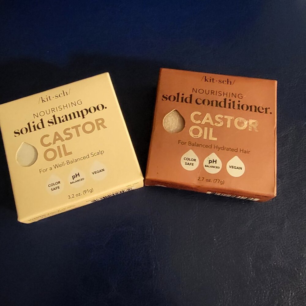 NWT 2-Pack Kitsch Solid Hair Castor Oil Shampoo and Conditioner Care Bars